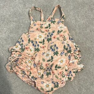 Floral Bubble Romper with ruffle butt size 6-12 months